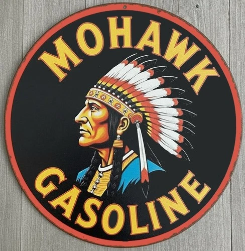 Mohawk Gasoline 8" Diameter Vintage Novelty Metal Sign Made In USA New!