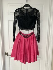 Dave & Johnny Women’s Dress Size 0 Two Piece Pink & Black Lace Prom Homecoming