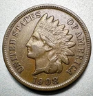 1908-S  INDIAN CENT  VF/XF   KEY DATE  #2485