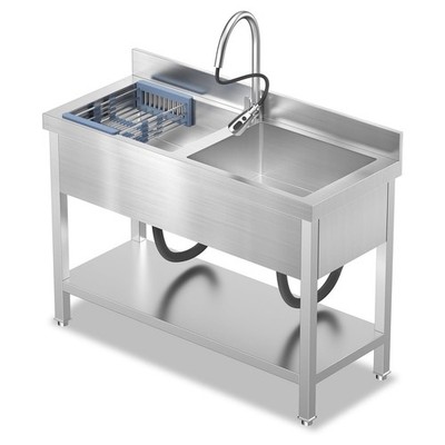 47Inch Utility Stainless Steel 2-Compartment Kitchen Sink for Garage Shop Cafe