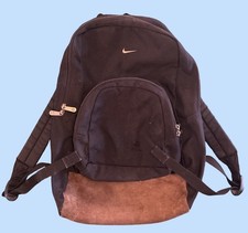 Nike Backpack Suede Bottom Rare Embroidered Swoosh Zipper Shoulder Pad 90s Y2K