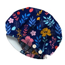Wildflowers Bouffant Scrub Caps Cotton Nurse Scrub Hats With Button and Sweat...