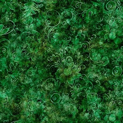 45'' QUEENS Garden Quilting Fabric, 100% Cotton, Green #39