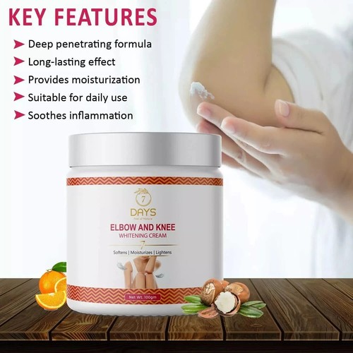 7 Days Elbow and Knee Whitening Evens Skin Tone dark spot removal cream 100gm - Picture 3 of 8