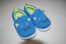 Baby Toddler Boys Shoes CUTE MONSTER FACE Turquoise Blue Lime Green SIZE 2 3 5 6