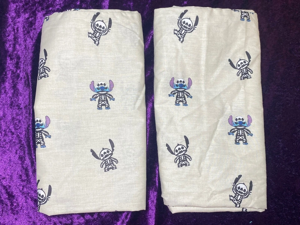 Disney Stitch Skeleton Sheet Set FULL size 100% Cotton 4 Pc LILO & STITCH Grey - Image 4 of 4