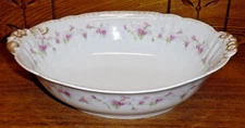 Wm Guerin Limoges France Porcelain Oval Vegetable Serving Bowl - Pink Flowers 