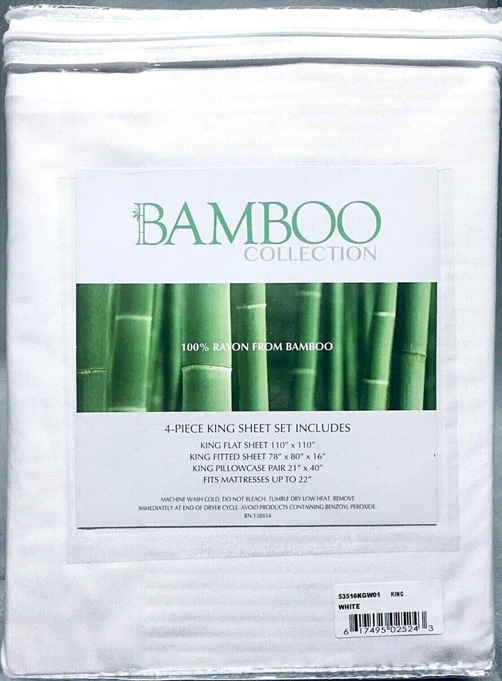 Juego de sábanas de sarga de bambú White King Cool X-DEEP Caro Home Environment Parent Co Foto 3 de 4