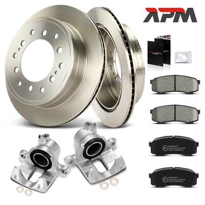 2x Bremssattel 2x Bremsscheiben 4x Beläge Hinten Ø312 für Toyota Land Cruiser 80