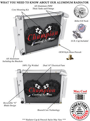 3 Row MN Champion Radiator,2 10'' Fans-1971-1980 International Scout II V8 Eng