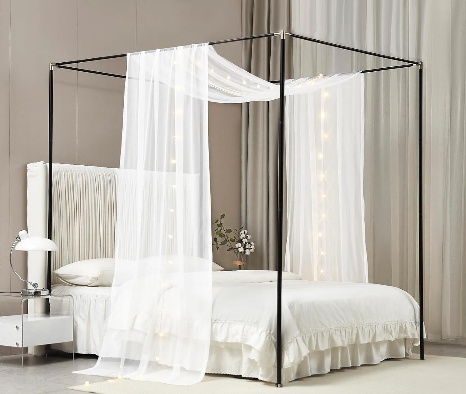 Bed canopy curtains (with lighted princess bed canopy scarf)