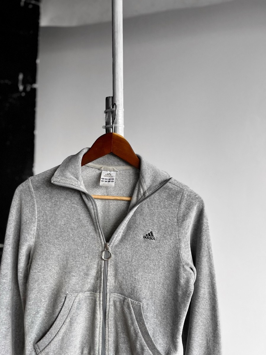 00’s adidas track jacket ladies y2k Adidas Womens Vintage 00s Gray Full Zip Track Sweat Jacket