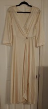 Vintage Vanity Fair Off-White Nylon Dressing Gown Robe Sz 36 w/Jeweled Closure G