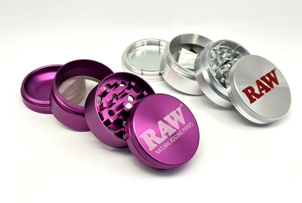 2 X Raw Grinders 4 Layers Smoke Spice Tobacco Metal Crusher