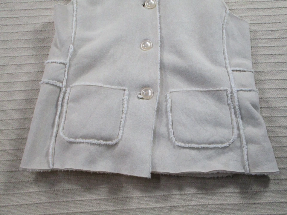 Chaleco para mujer Frost grande marfil con capucha imitación sherpa bolsillos abotonados poliéster Foto 3 de 4