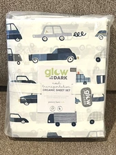 Pottery Barn Kids Noah Transportation Glow-in-the-Dark Full Sheet Set Taxi, Cars