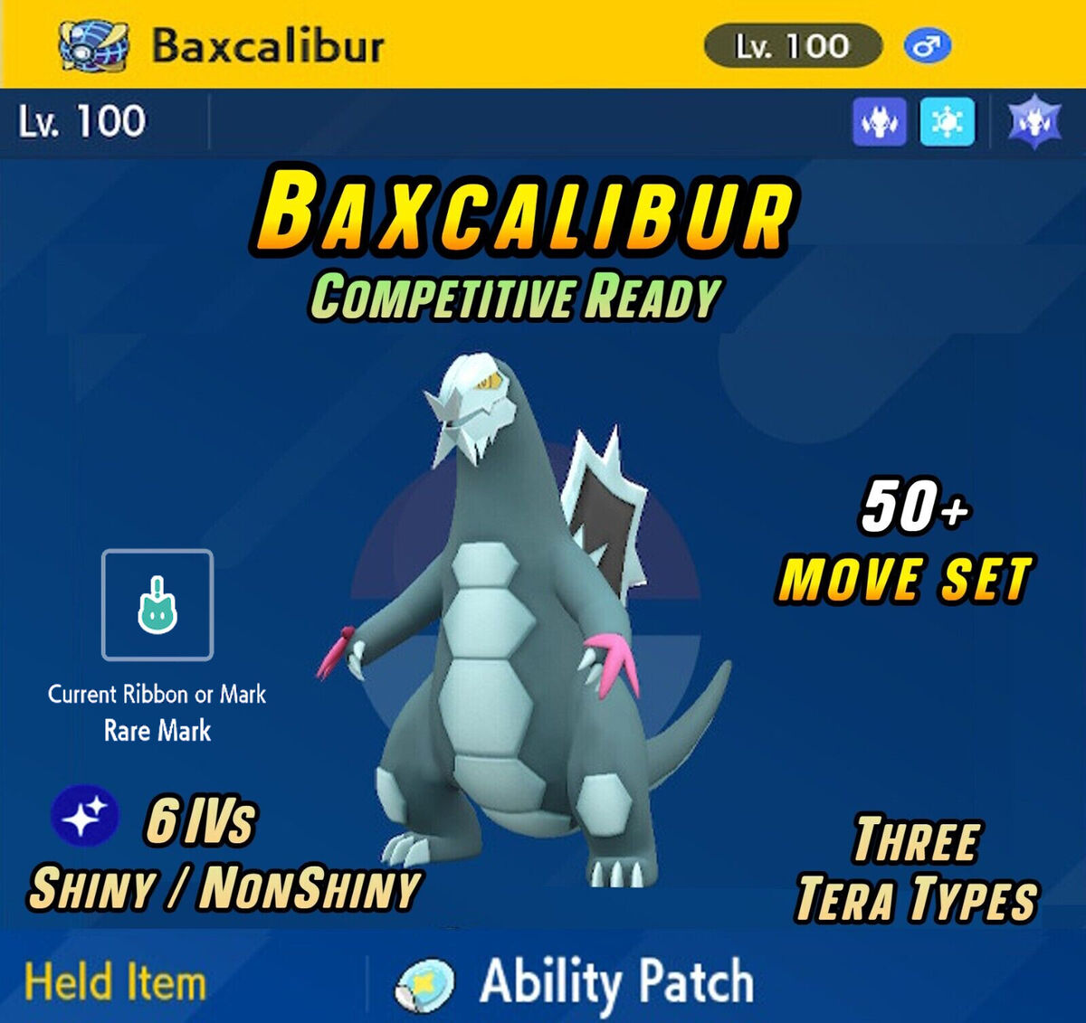 Pokemon Scarlet and Violet BAXCALIBUR Shiny 6IV / Competitive