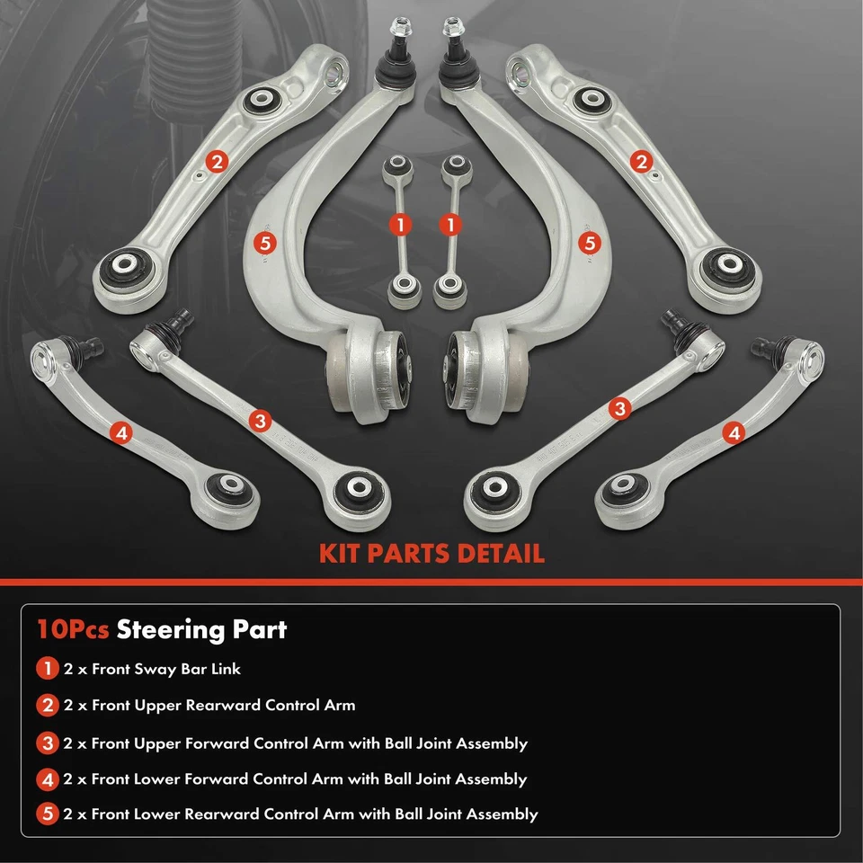 Kit de enlace de brazo de control y barra estabilizadora de 10 piezas para Audi A8 Quattro 2011-2018 S8 2013-2018 Foto 3 de 4