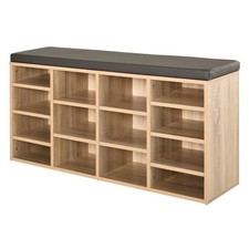 HOMCOM Multi-Storage Shoe Rack w/ 14 Compartments Cushion Moving Shelves Solid