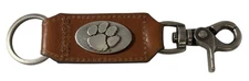 Clemson Tigers Leather Keychain Strap with Clip-Heavy Duty by Enmon-New