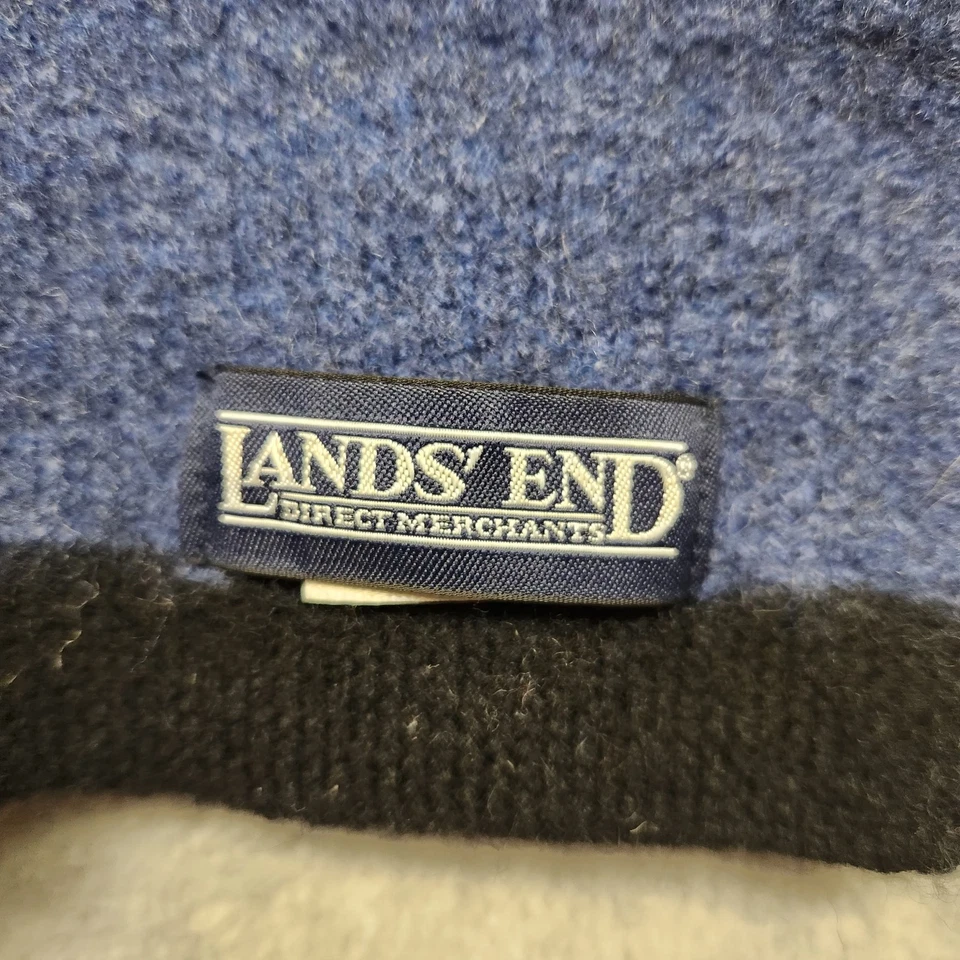 Lands End Bufanda Para Hombre Grande Verde Azul Negro Rayas Mezcla Lana Invierno Cálida Foto 4 de 4