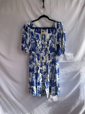 FARM Rio Off-White Floral Garden Tiles Mini Dress Size S with Missing Buttons