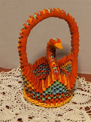 3D ORIGAMI PAPER SWAN/ORANGE,BLUE,GREEN/ 8 INCH
