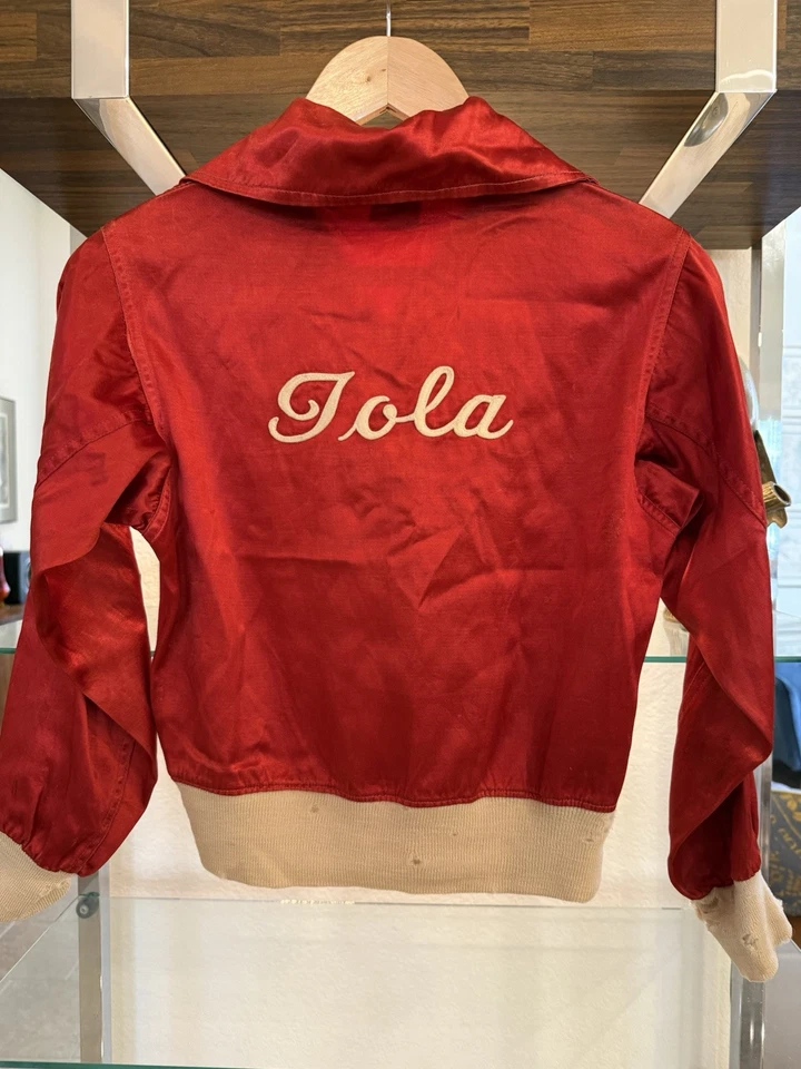 Vintage 30s Lowe & Campbell Satin Zip Chain Stitch Jacket Americana Rockabilly - Image 2 of 4