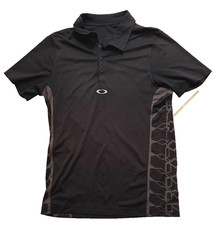 Oakley Large Hydrolix Men's Black and Gray Polo Shirt 3 snap closure Vented SS