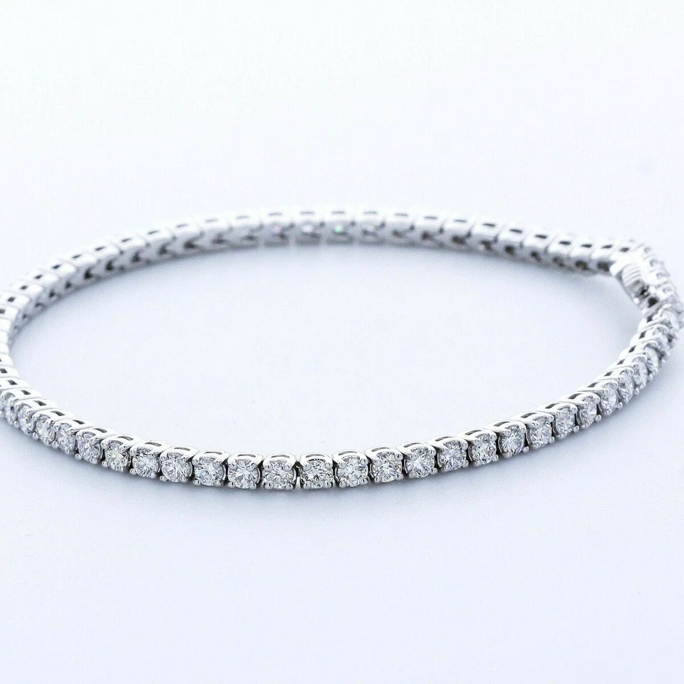 Brazalete tenis canasta oro 14k diamantes extraídos tierra redonda 3ct G SI1 Foto 4 de 4