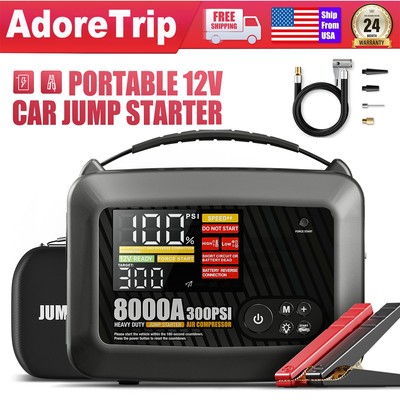 AdoreTrip 8000A Jump Starter Battery with Air Compressor Smart Battery Supersafe