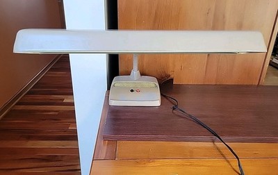 Vtg Marks Deluxe Desk Lamp Light Industrial Office Mid Century Metal Brown READ 