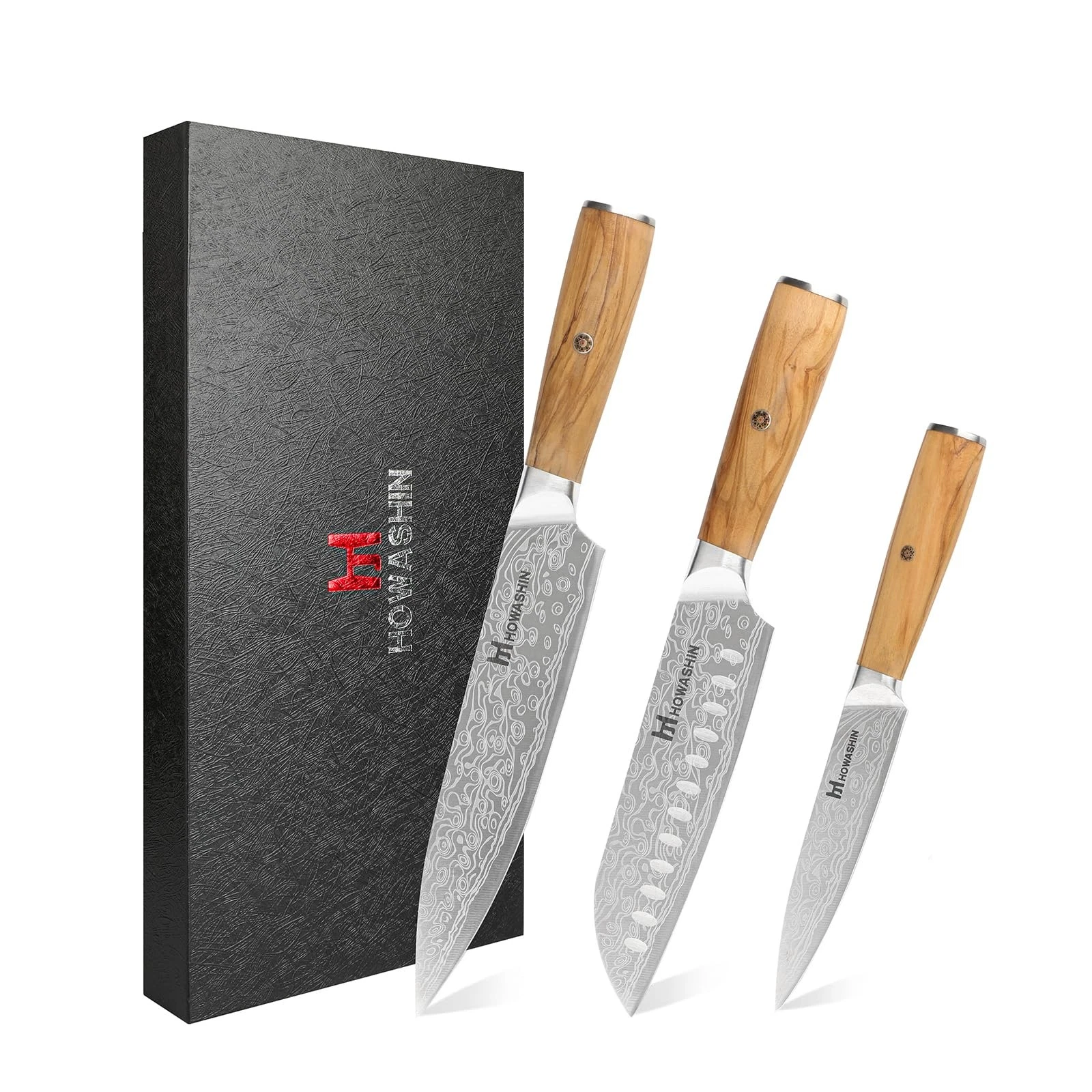 3PCS Chef Set, Sharp High Carbon Stainless Steel Forged Blade Professional Ki...