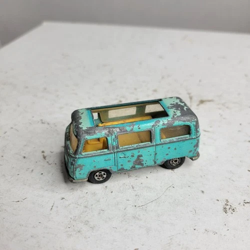Matchbox 1970 Lesney Superfast No 23 Volkswagen VW Camper Van Bus Turquoise Blue