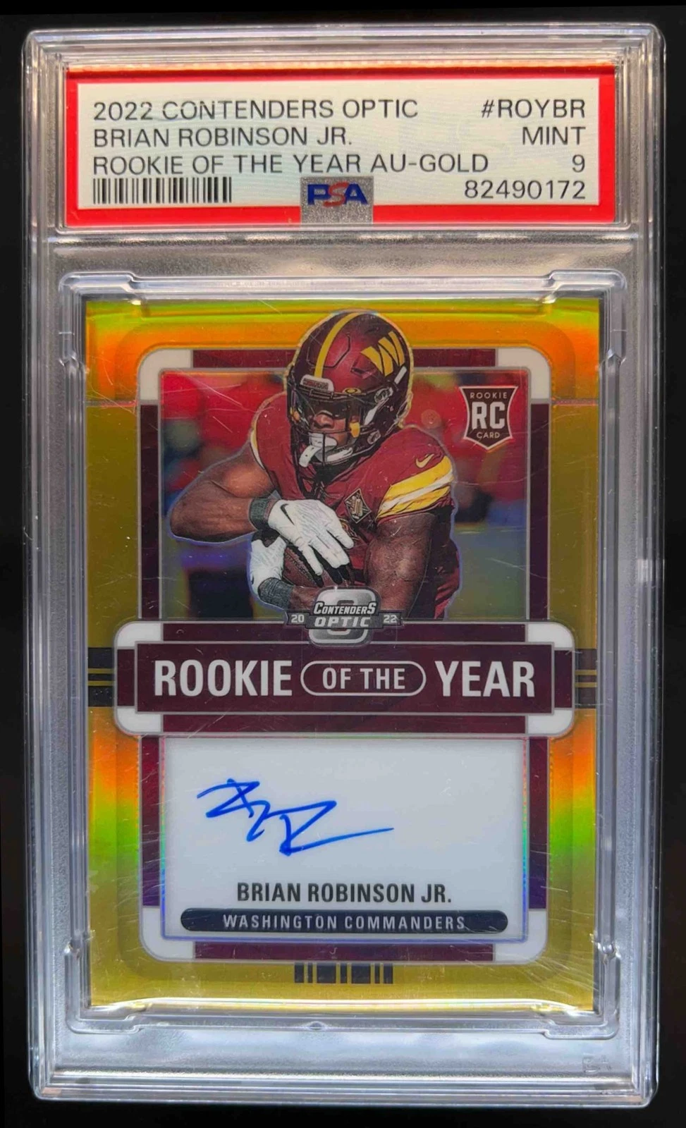 Brian Robinson Jr. Panini Contenders Optic Rookie of the Year Contenders Autographs #ROYBR Gold