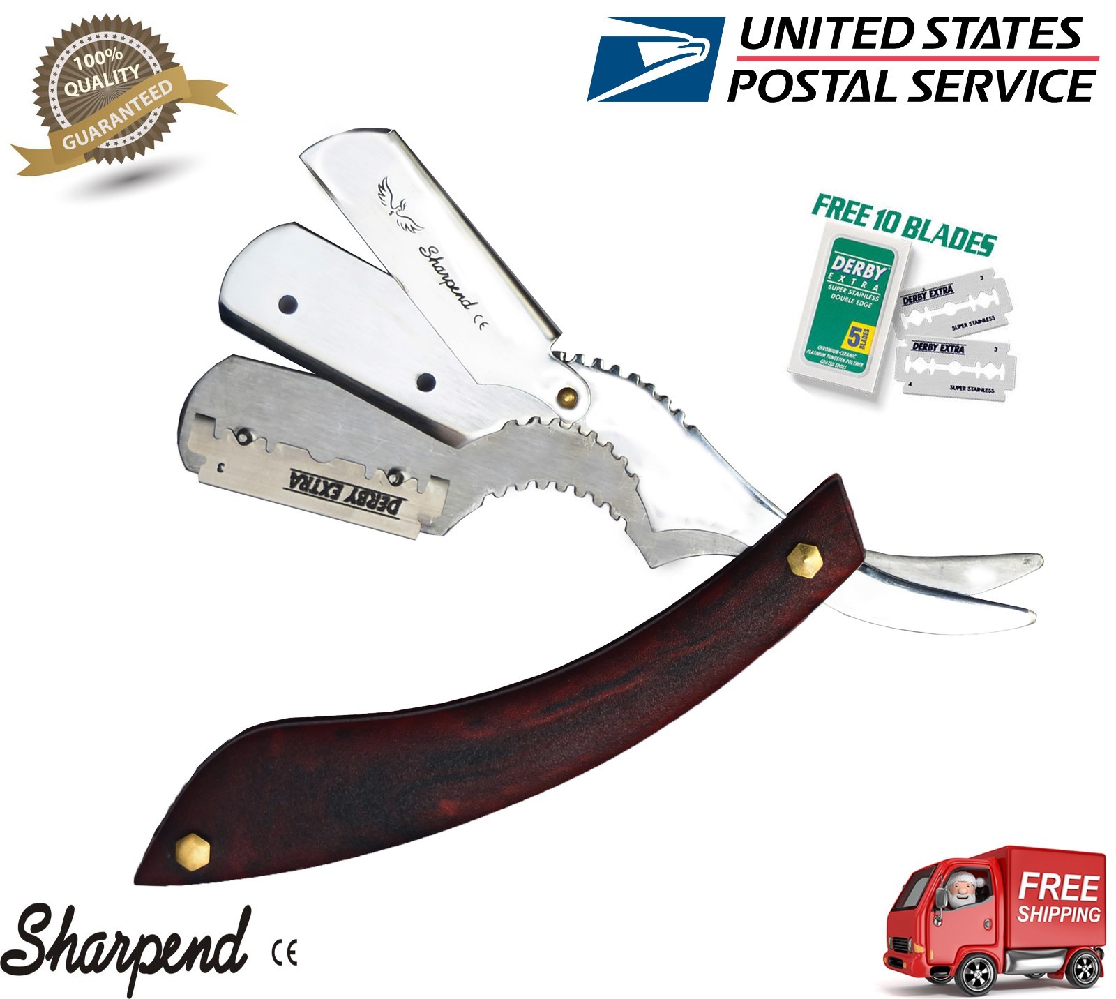 BARBER SALON 1 PCS CUT THROAT SHAVETTE STRAIGHT SHAVING RAZORS + RASOI 10 BLADES