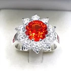 FLASHING Lab-Created 3.80 cts. Orange Sapphire Ring Sterling Silver 925 Ring