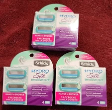 3 x 4 SCHICK HYDRO SENSITIVE 4 CARTRIDGES  each pack  5 BLADES