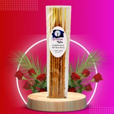 Sandalwood & Red Rose Petals Incense Sticks, Hand Rolled Resin Incense 12pck