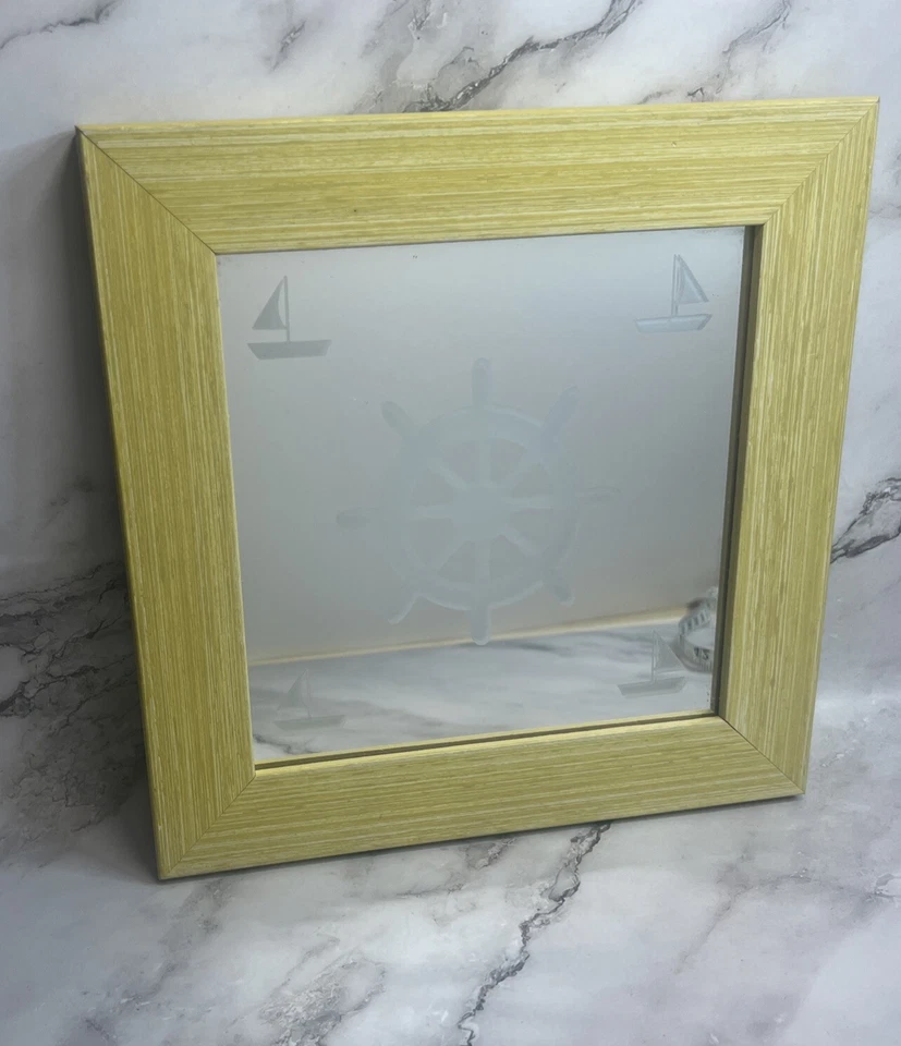 Espejo retrovisor de rueda vintage náutico grabado para velero y barco 9 1/4 pulgadas por 9 1/4 pulgadas Foto 4 de 4