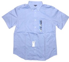 New Croft  Barrow Mens Shirt Classic-Fit Short Sleeve Easy Care Blue Size Large