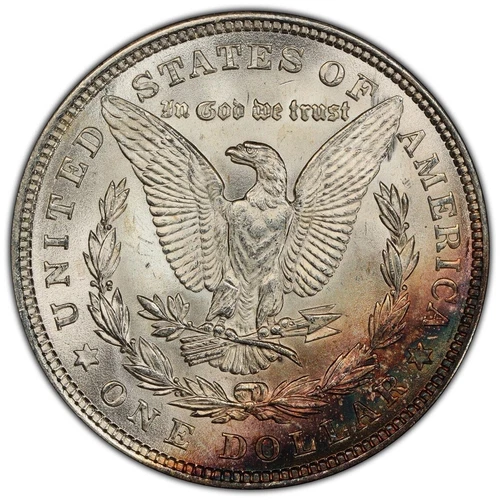1921 P Morgan Silver Dollar $1 - PCGS MS64 - Rainbow Toned - TrueView