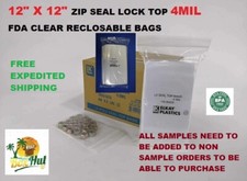 12x12 Clear Elkay Plastic Zip Seal Lock Top Reclosable Poly Bags 4 Mil