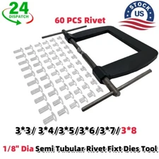 1/8" Dia  Semi Tubular Rivet Fixt Dies Tool Kit For Pinball Tonka Vent Window US