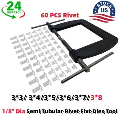 1/8'' Dia  Semi Tubular Rivet Fixt Dies Tool Kit For Pinball Tonka Vent Window US
