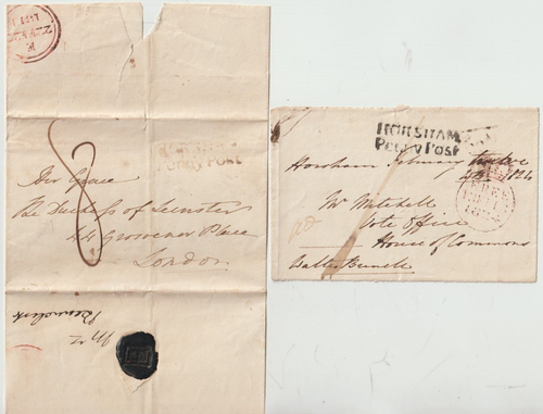 1813/24 HORSHAM PENNY POST AUF KOSTENLOSER VORNE & WATCH NACH LONDON 1 COMMONS HAUS