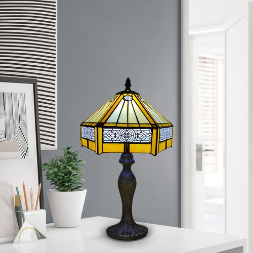 Tiffany Style Table Lamp Handcrafted Art Stained Glass Bedside Lamps Desk Light - Picture 18 of 34