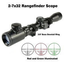 Tactical 2-7x32 Rangefinder Illuminated Scope /w 3/8" Base Dovetail Ring