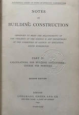 Rivington's Series NOTES ON BUILDING CONSTRUCTION Part 4, 1892, calculations