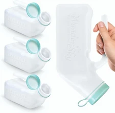 4 Pack Urinals for Men Spill Proof with Glow in The Dark Screw Cap